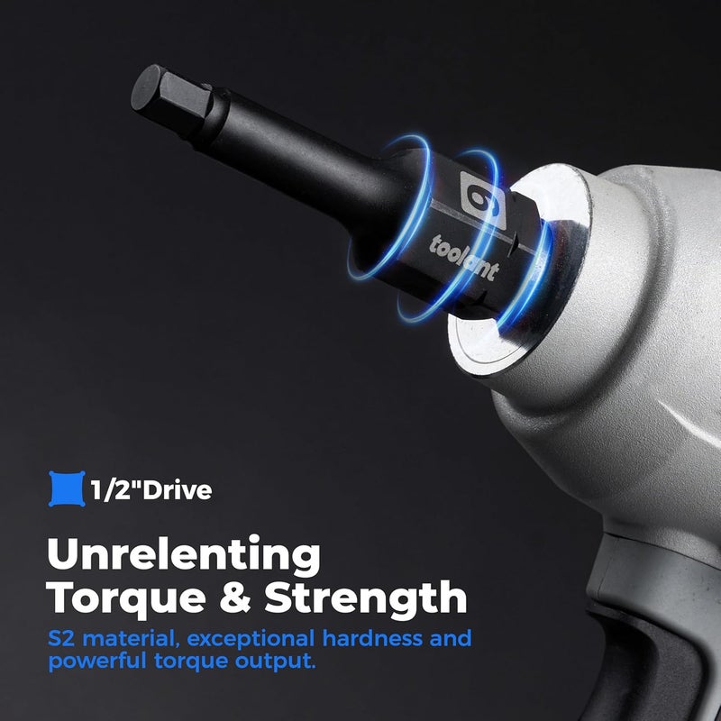 toolant 1/2" drive 10mm impact hex bit socket set 2PCS, Hex Drive, S2 Steel Air Drive Allen Socket set,Impact Grade，Anti-Roll Design - Image 4